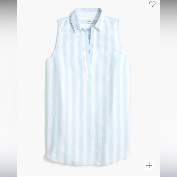 J. CREW Women’s Striped Linen-Cotton Sleeveless Popover Tunic Top Size XXL - Picture 1 of 8